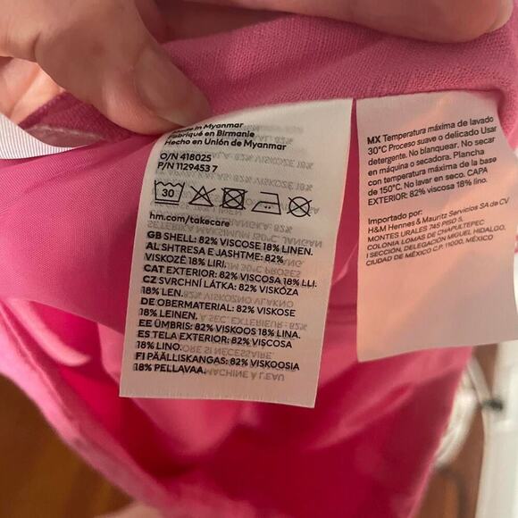 H & M Women's Barbie Pink Linen Blend Preppy Mini Skirt size S - Picture 4 of 4